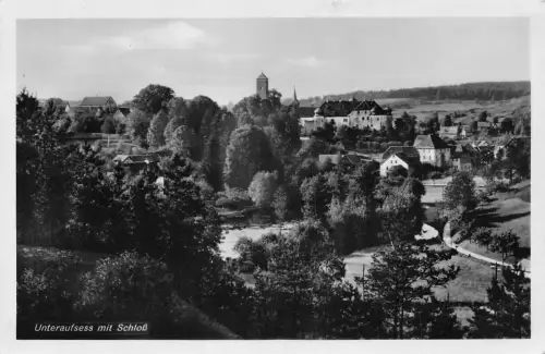 L205 Deutschland Unteraufsess mit Schloss RPPC Vintage Postkarte