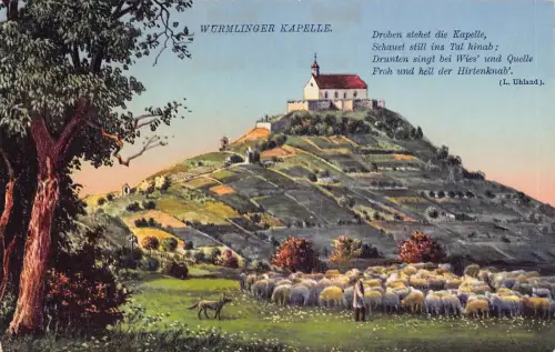 L202 Deutschland 1918 Feldpost 1. Weltkrieg Gedicht Wurmlinger Kapelle Vintage Postkarte