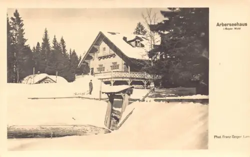 L204 Deutschland Aberseehaus Bayr Waldmann Schnee Vintage Postkarte