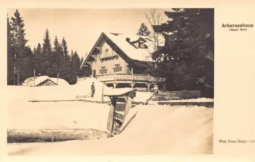L203 Deutschland Bayerischer Wald Aberseehaus Haus Schnee Vintage Postkarte