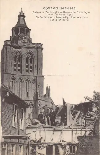 Belgien Oorlog 1914-1915 WWI Katastrophenruinen von Poperinge St Bertens Postkarte