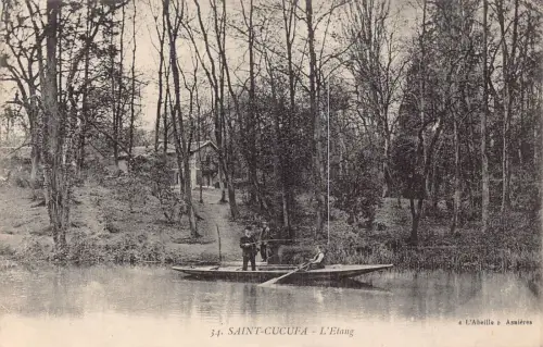 Frankreich St Cucufa L'Etang Boot Vintage Postkarte