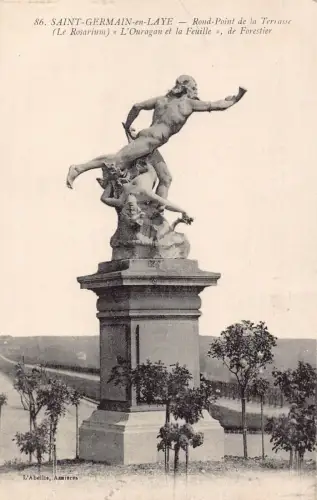 Frankreich Saint Germain-en-Laye Round-Point e Terrasse Statue Vintage Postkarte