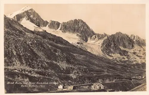 L072 Schweiz Hotel Furka und Hotel Furkablick Furka Passhöhe Postkarte