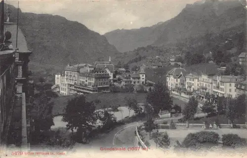 L072 Schweiz 1907 Grindelwald (1037m) Luftbild Vintage Postkarte