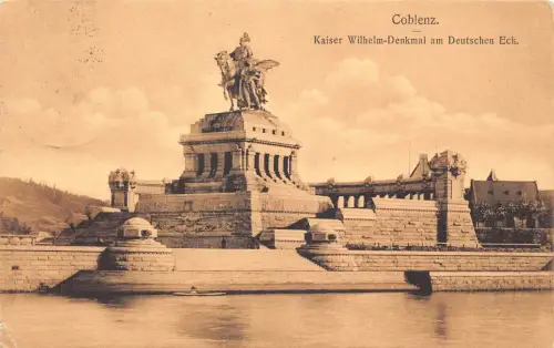 L186 Deutschland 1915 Koblenz Wilhelm Statue Deutsches Eck Feldpost 1. Weltkrieg Postkarte