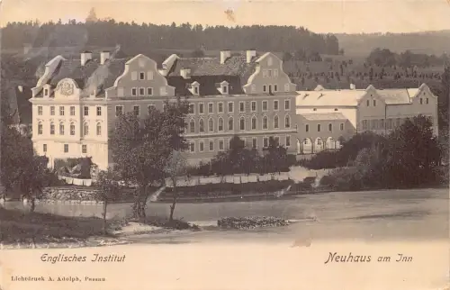 L186 Deutschland Englisches Institut Neuhaus am Inn Schule Vintage Postkarte