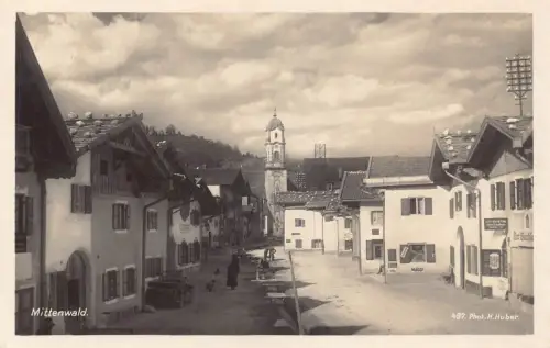 L198 Deutschland Mittenwald Autohäuser Maggi Oldtimer Postkarte