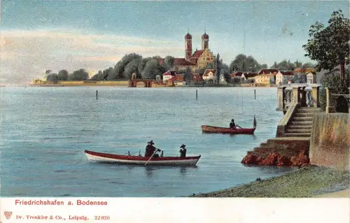 L198 Deutschland Friedrichshafen a Bodensee Boote Litho Vintage Postkarte