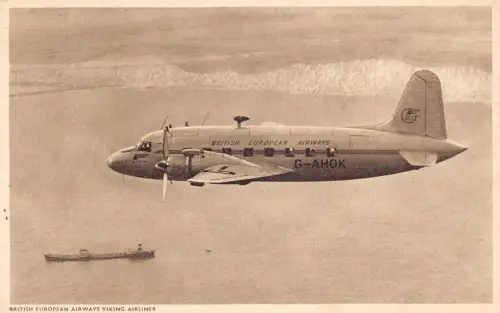 L080 British European Airways Flugzeug Schiff Vintage Postkarte