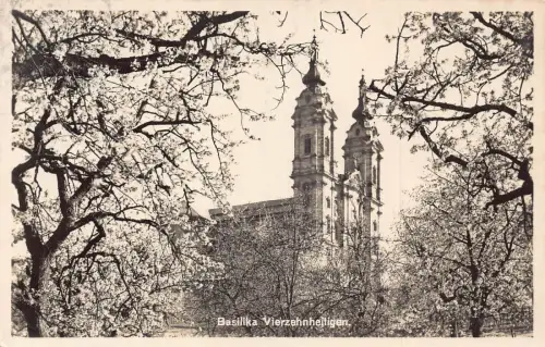 L199 Deutschland 1931 Basilika Vierzehnheiligen Kirche Blühender Baum Postkarte