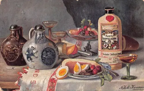 L079 Deutschland 1908 Still Art Essen Früchte Getränke Vintage Postkarte