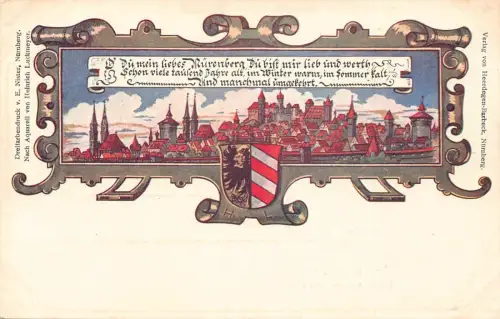 L080 Deutschland Nürnberg Wappen Altstadt Litho Postkarte