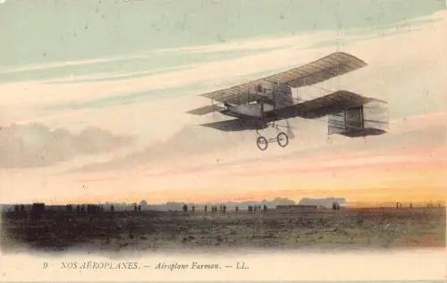 L080 Frankreich Luftfahrt Pionier Farman Flugzeug Vintage Postkarte