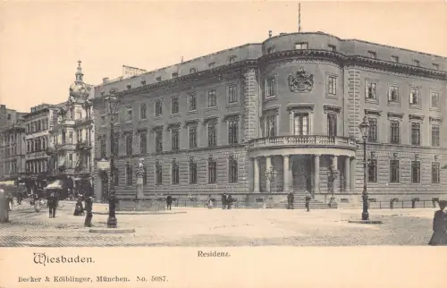 L015 Deutschland Wiesbaden Residenz Alte Lampen Vintage Postkarte