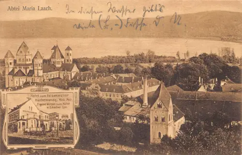 A099 Deutschland 1914 Abtei Maria Laach Hotel zum Felsenkeller Vintage Postkarte