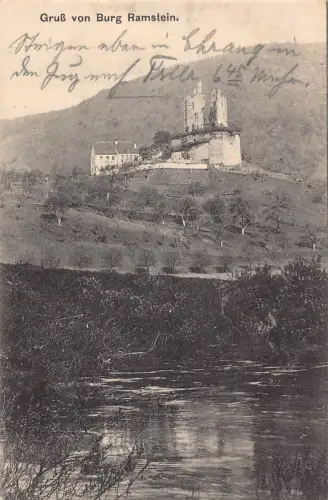 A100 Deutschland 1913 Gruss von Burg Ramstein Zitadelle Vintage Postkarte
