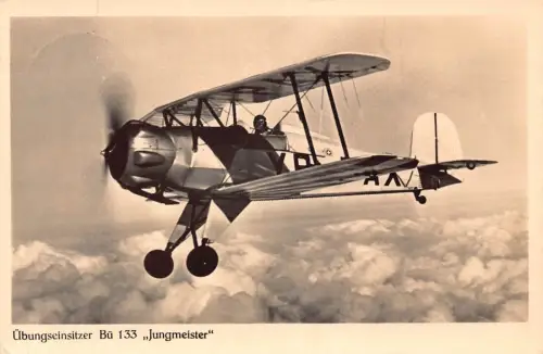 L027 Deutschland 1937 Bu 133 Jungmeister Flugzeug Echtfoto Vintage Postkarte