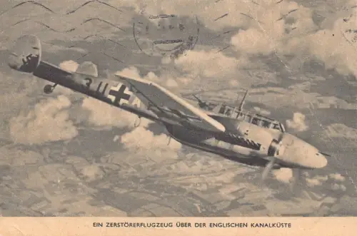 L027 Deutschland 1943 WWII Luftwaffe über Ärmelkanal Vintage Postkarte