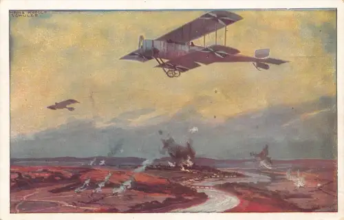L027 Deutschland 1916 WWI deutsche Flotte Flugzeug Bombardierung Vintage Postkarte