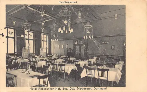 A101 Deutschland 1912 Hotel Rheinischer Hof Dortmund Innenausstattung Restaurant Postkarte