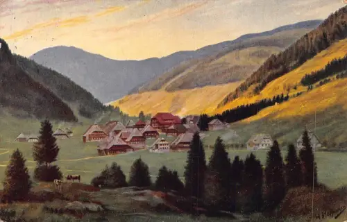 A101 Deutschland 1912 Künstlerkarte Menzenschwand signiert H Hoffmann Tal Postkarte