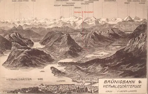 A101 Schweiz 1911 Bruenigbahn Eisenbahn Vierwaldstättersee Berg Postkarte