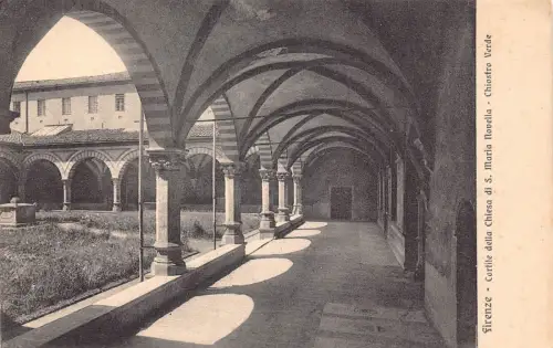 C082 Italien Firenze Cortile della Chiesa di S. Maria Novella Vintage Postkarte