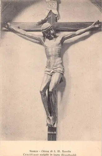 C084 Italien Firenze Chiesa di S.M Novella Crocifisso Vintage Postkarte