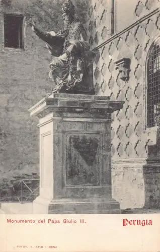 C085 Italien Perugia Monumento del Papa Giulio III Vintage Postkarte