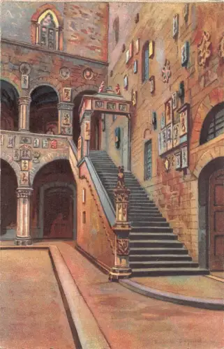 C085 Italien Firenze Treppe - Kasten des Bargello Vintage Postkarte