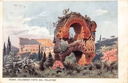 C080 Italien Roma Colosseo visto dal Palatino 1905 Vintage Postkarte