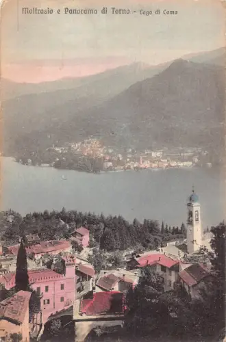 C085 Italien Lago di Como Moltrasio e Panorama di Torno 1917 Vintage Postkarte
