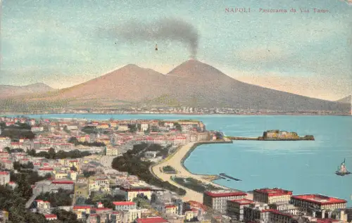 C080 Italien Napoli Panorama da Via Tasso Vintage Postkarte