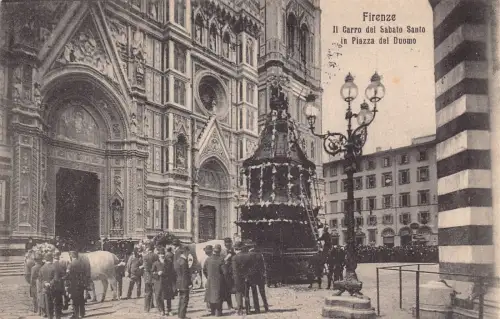 C081 Italien Firenze Il Carro del Sabato Santo auf der Piazza del Duomo 1916 Postkarte
