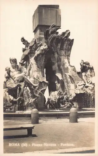 C085 Italien Roma Piazza Navona Fontana Vintage Postkarte