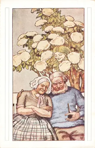 Kunst Frau auf Zehenspitzen Alter Mann hat immer Recht von Hans Tegner Postkarte