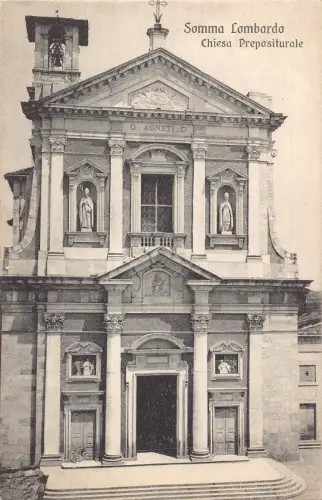 C084 Italien Somma Lombardo Chiesa Prepositurale 1917 Vintage Postkarte