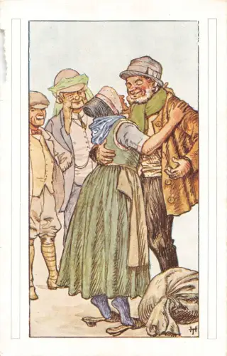 Kunst Frau auf Zehenspitzen Alter Mann hat immer Recht von Hans Tegner Postkarte