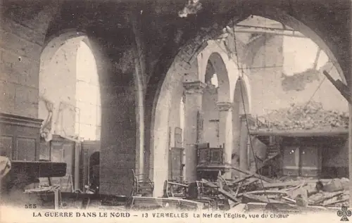 Frankreich La Guerre Dans le Nord 13 Vermelles La Nef l'Eglise Katastrophe 1. Weltkrieg Postkarte