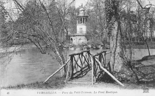 Frankreich Versailles Parc du Petit Trianon Le Pont Rustique Brücke Vintage Postkarte