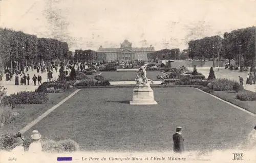 Frankreich Paris Le Parc du Champ-de-Mars et l'Ecole Militaire Vintage Postkarte
