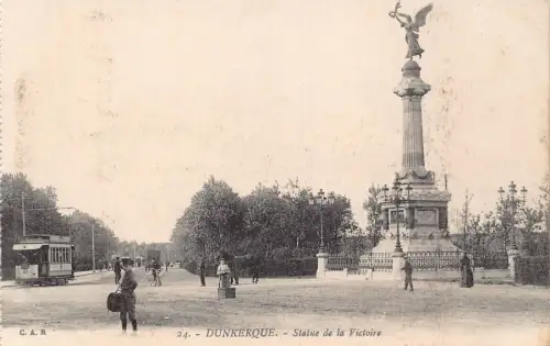 Frankreich Dunkerque Statue de la Victoire Straßenbahn Vintage Postkarte