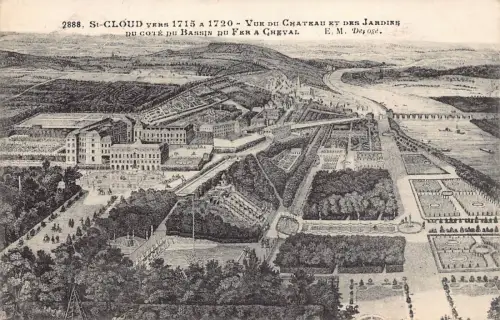 Frankreich St Cloud Vue du Chateau Gärten Bassin du Fer a Cheval Vintage Postkarte