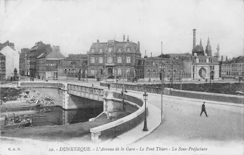 Frankreich Dunkerque Avenue de Gare Pont Thiers Sous Präfektur Vintage Postkarte