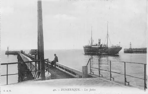 Frankreich Dunkerque Les Jetees Dampfschiff Hafen Vintage Postkarte
