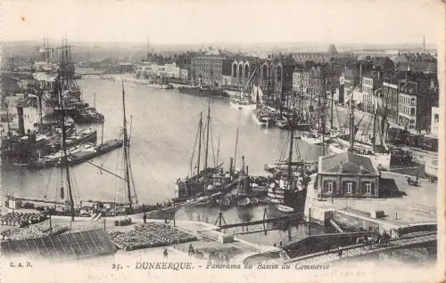 Frankreich Dunkerque Blick auf Bassin du Commerce Boats Vintage Postkarte