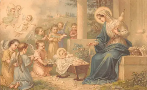 L363 Weihnachtsgrüße Engel Jungfrau Maria Jesuskind Postkarte