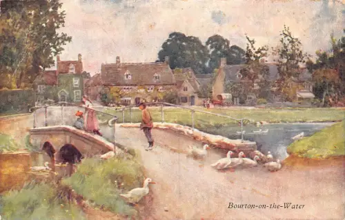 England Bourton-on-the-Water Kunst Entenbrücke Vintage Postkarte