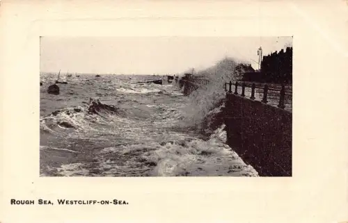 England Westcliff-on-sea Rough Sea Waves Passepartout Vintage Postkarte